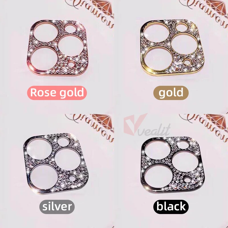 

Luxury Diamond Camera Protector Film for iPhone 12 Pro Max Metal Ring Lens Screen Protector for iPhone 11 Pro Max 12 Mini Film