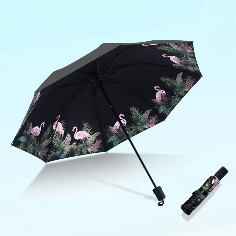 Фламинго винил анти-УФ зонтик для женщин Защита от Солнца Ветрозащитный большой