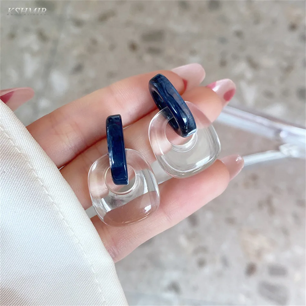 

2022 New Hong Kong custom resin earrings simple royal sister fan blue earrings INS wind new female earrings