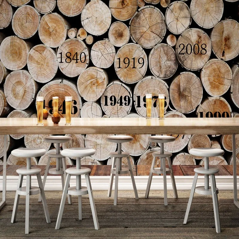 

Drop Shipping Custom Photo Wallpaper Retro Wooden Mural Ring Classical Style Personality Mural Restaurant Bar Bedroom Wallpaper