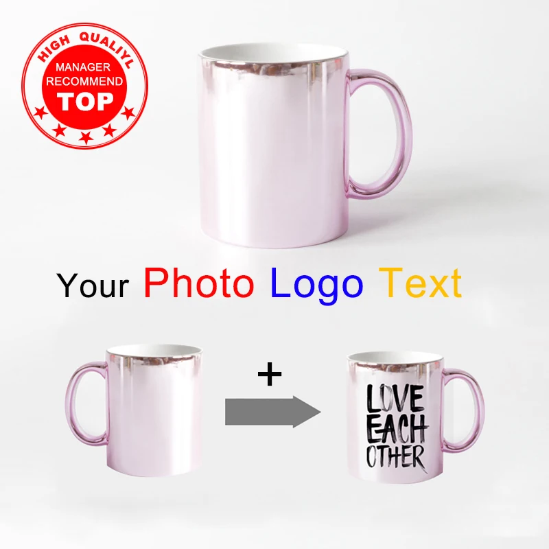 Изысканная розовая Серебряная Персонализированная кружка чашка diy печать фото