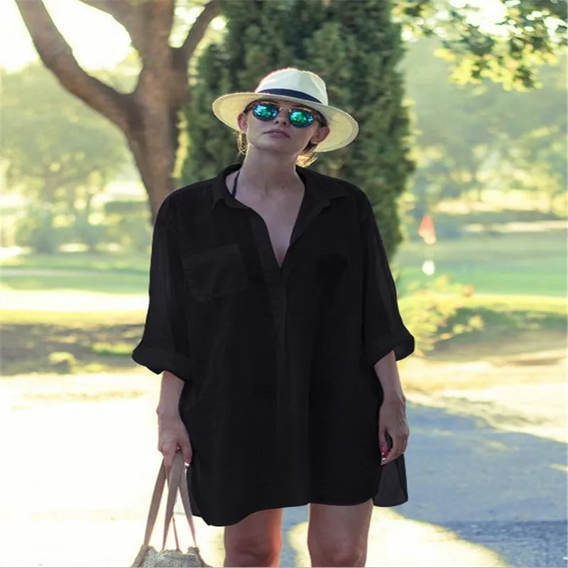 

Outside Europe and the United States perspective bikini smock beach dress thin cotton loose beach sunscreen holiday