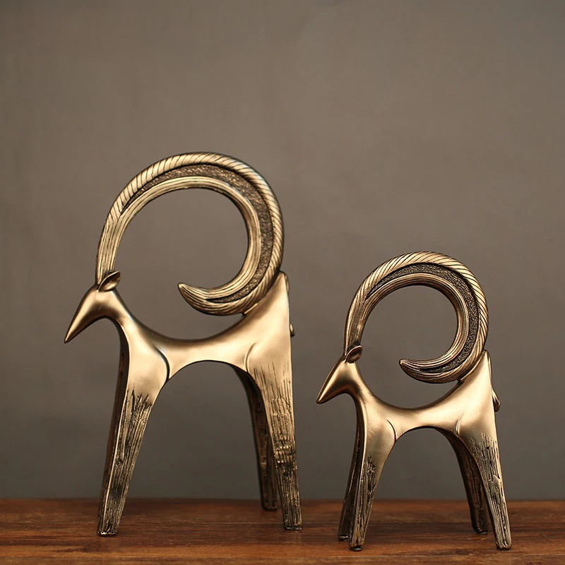 

Retro Copper Resin Crafts Decoration For Home Couple Sheep Lover Gifts Exquisite Ornaments Miniature Model Figurines Sculpture