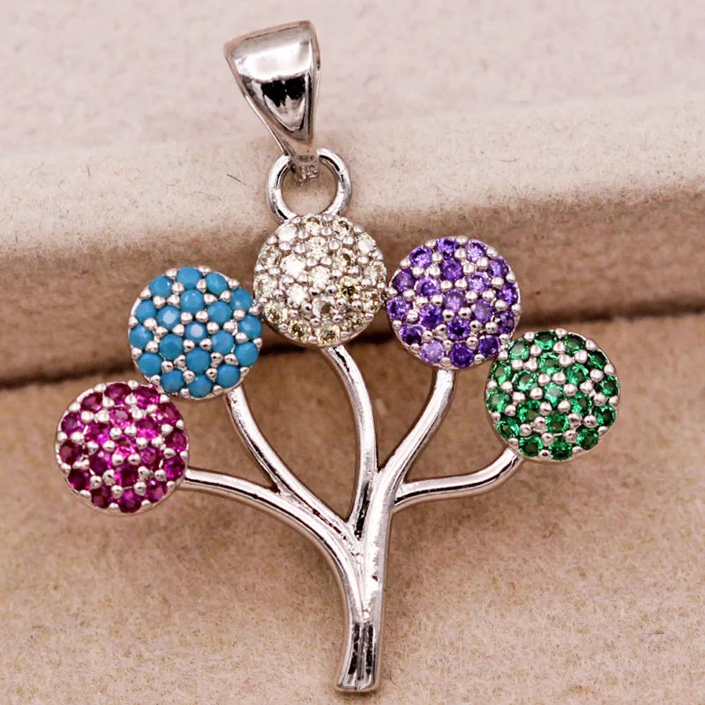 

Женская винтажная подвеска в виде дерева, с красным, зеленым и синим Цирконом