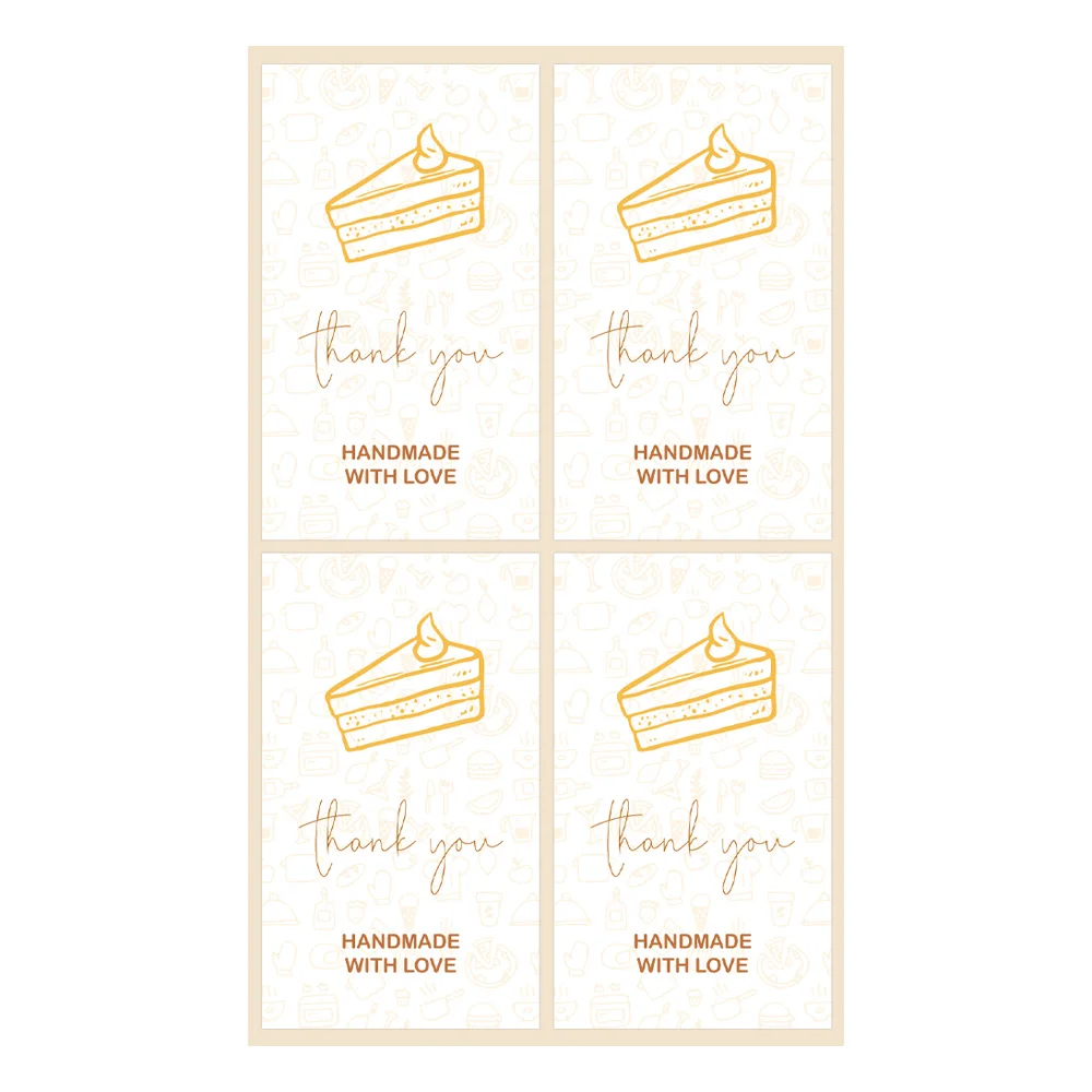 

4x7CM Thank You Handmade With Love Stickers Small Business Goods Package Decoration Seal Labels Paper Tape Party Label Sticker