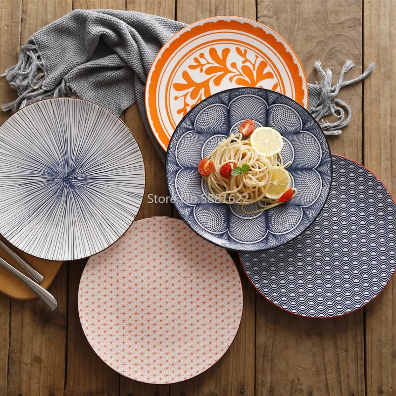 

10.5-inch Nordic Underglaze Ceramic Tableware Japanese Creative Simple Western Style Steak Meal Large Round Flat Plate
