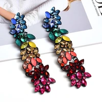 wholesale colorful crystals long drop earrings for women fine jewelry accessories dangling pendientes bijoux christmas gift