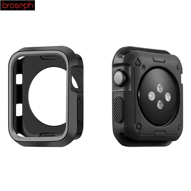 Black Gray Watch Protector Bumper for Apple watch 4 Case 40mm 44mm Silicone Watch Cases Cover for Iwatch Series 3 2 1 Strap 38mm 42mm - Цвет: Black Gray