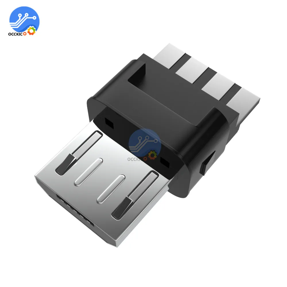 10 шт DIY Micro USB штекер разъемы Комплект ж/крышки черный