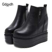 Gdgydh Luxury Brand Hot Ladies High Platform Boots Fashion High Heels Ankle Boots Women Black Party Wedges Shoes Woman Fall 2021