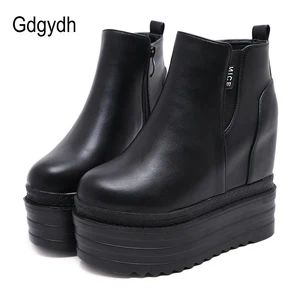 gdgydh luxury brand hot ladies high platform boots fashion high heels ankle boots women black party wedges shoes woman fall 2021 free global shipping