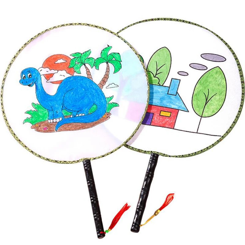 

1Pc Painting Summer Fan DIY Toys For Children Cartoon Animal Color Graffiti Origami Fan Art Craft Toy Creative Drawing Kids