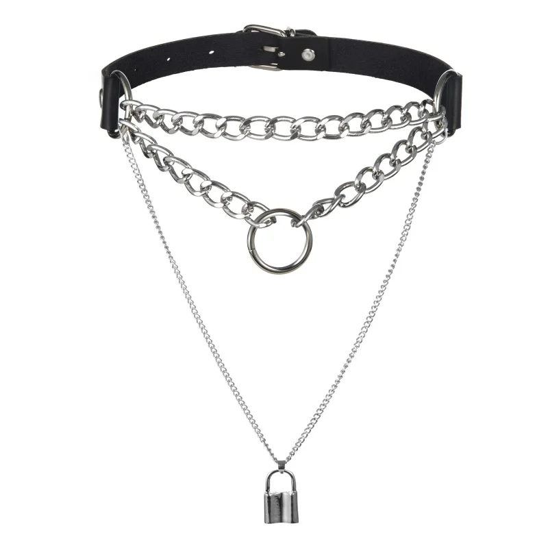 

Egirl Choker Collar Lock Gothic Necklace Punk Goth Jewelry Harajuku Style Black Chocker Emo Grunge Aesthetic Accessories