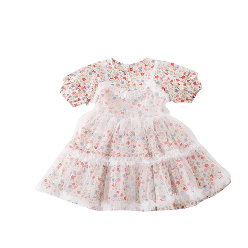 Летнее платье MILANCEL с цветочным принтом одежда для девочек Хлопковое и кружевная