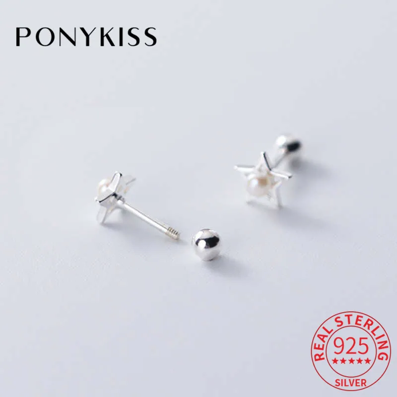 

PONYKISS Romantic S925 Sterling Silver Cute Stars Stud Earrings Women Anniversary Delicate Accessory Jewelry Minimlist chic Gift