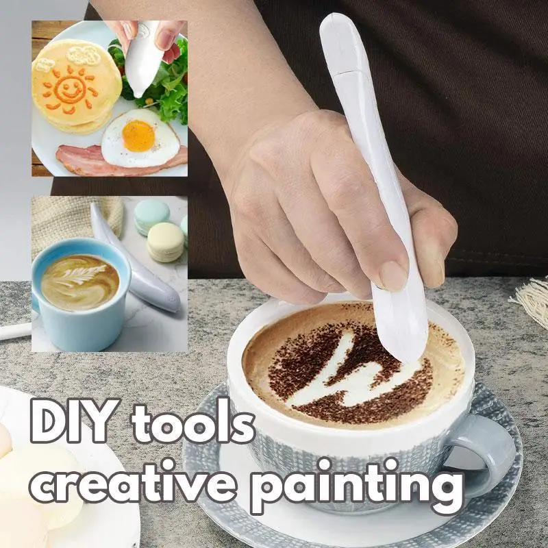 5 Color Electric Latte Art Pen Coffee Cake Spice Pen Cake Decoration Pen Coffee Carving Pen Baking Pastry Tools Kitchen Tools