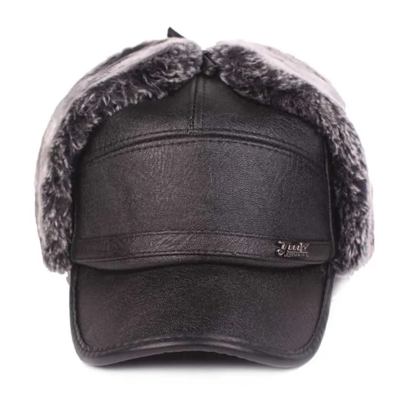 SILOQIN Dad's Hats Winter New PU Men's Hat Thick Warm Baseball Caps Middle-aged Leather Caps Plus Velvet Earmuffs Brands Hats