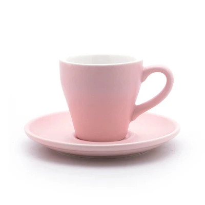 Matte Pink Тюльпаны форма Макарон цвет черная кружка с кофе и набор блюдец кафе бытовой офис итальянский эспрессо Demitasse Прямая поставка оптом - Цвет: Matte Pink