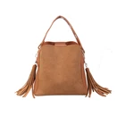 Vip модная женская сумка-ведро, винтажная сумка-мессенджер с кисточками, Высококачественная Ретро сумка через плечо, простая сумка-тоут