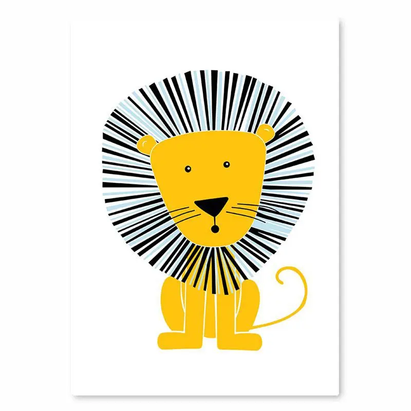 Декоративная Картина на холсте в скандинавском стиле животное жираф Лев коала