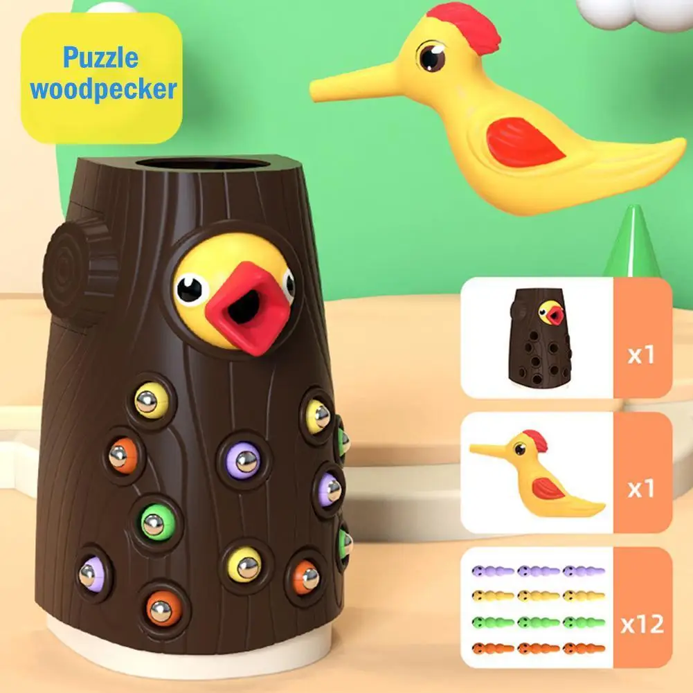 

Woodpecker Magnetic Catch the Worm Animal Feeding Game Small Birds Children Fishing Game Educational Toys Kids Gift