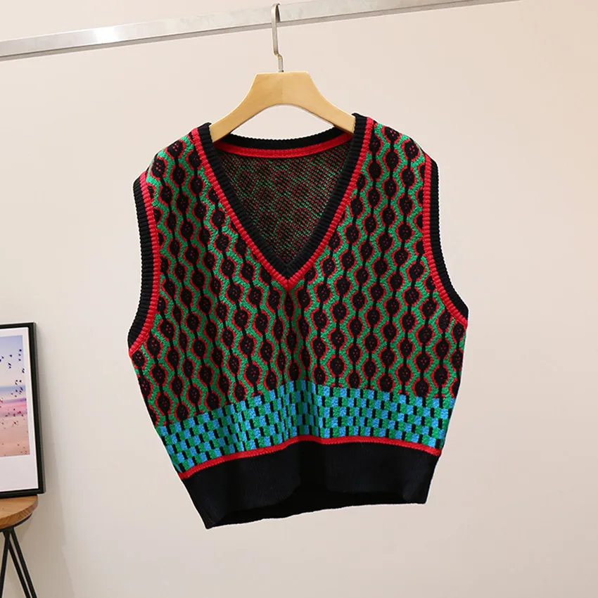 Женский винтажный Трикотажный жилет безрукавка оверсайз без рукавов
