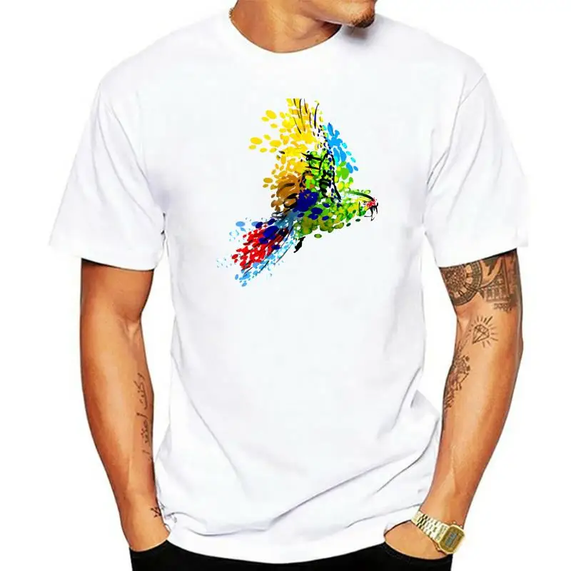

Men t shirt color illustration of flying macaw tshirts Women t shirt