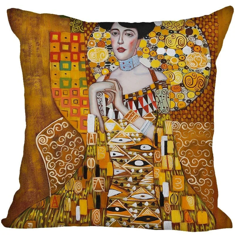 Декоративная наволочка Gustav Klimt из полиэстера с принтом масляной живописи для