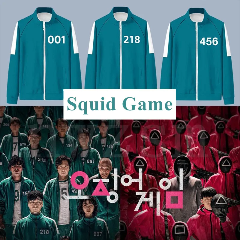 

Korean Squid Game Men Jacket Women Zipper Baseball Jackets Li Zhengjae 456 PARK HAE SOO 218 067 001 Sportswear Cosplay Costume