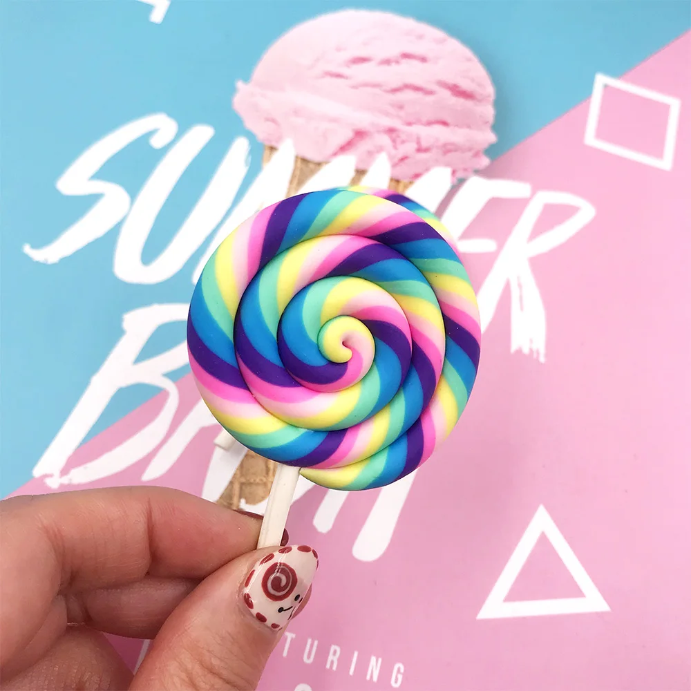 5 шт. 50*72 мм кавайная цветная плоская спина леденец кабошон глина для поделок