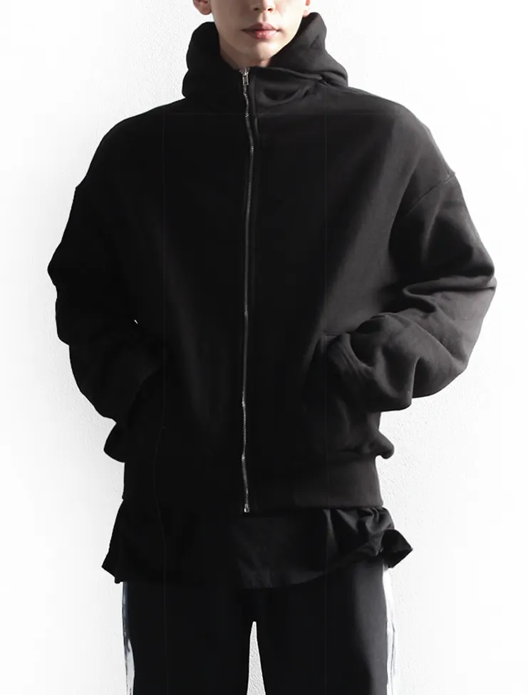 

Autumn and winter new short simple hooded zipper functional retro coat
