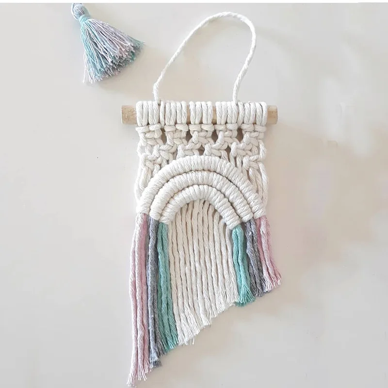 

Tassel Tapestry Woven Home Wall Macrame Decor Boho Hanging Rainbow Tapestries Hotel Apartment Dorm Nordic Baby Room Decoration