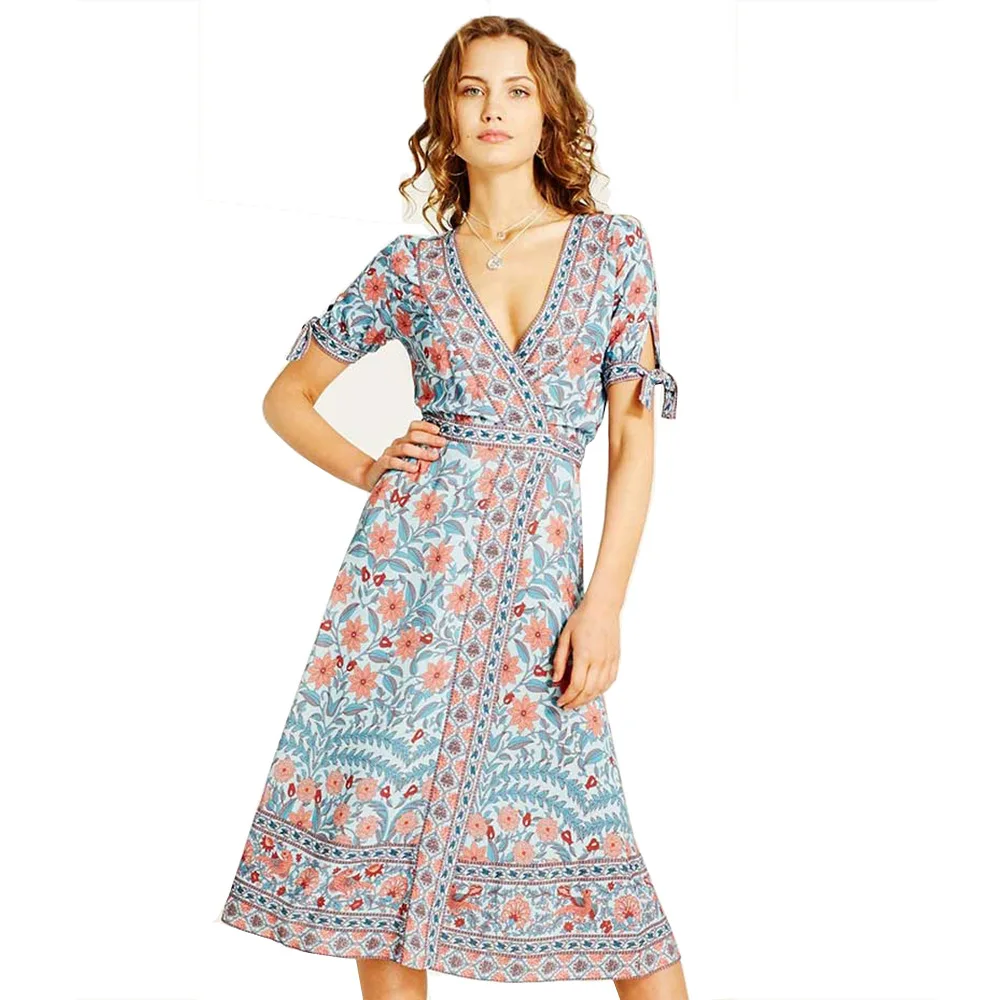 

Spring and summer new cross-border women's Bohemian dress Amazon explosions beach dress wholesale supply
