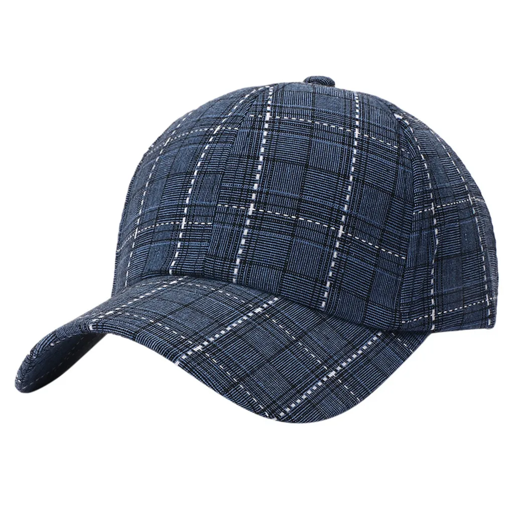 Женская Повседневная бейсбольная кепка в клетку синяя черная регулируемая