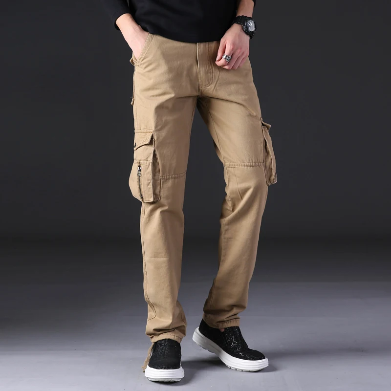 Брюки-карго мужские с множеством карманов Брендовые повседневные штаны уличные