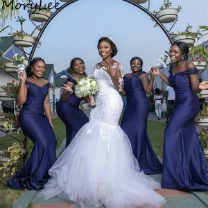 Bridesmaid Dresses Navy Blue Off The Shoulder Mermaid Satin Pleated Mermaid Bridesmaid Dresses Wedding Party Bridemaid Gowns Bridesmaid Dresses Navy Blue Off The Shoulder Mermaid Satin Pleated Mermaid Bridesmaid Dresses Wedding Party Bridemaid Gowns