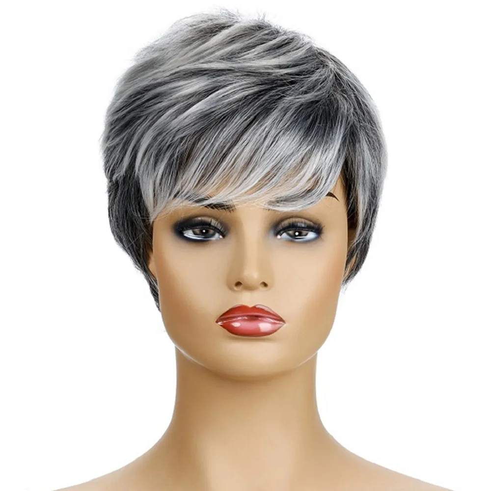 

Piano Black White Wig Straight Wig for White/Black Women Hair Wigs Heat Resistant Synthetic Wig Natural Fake Hair Romance Style