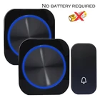 Автономный водонепроницаемый беспроводной дверной звонок, беспроводной дверной звонок, Ночной светильник без аккумулятора, с европейской вилкой, 1, 2 кнопки, 1, 2 кнопки, приемник