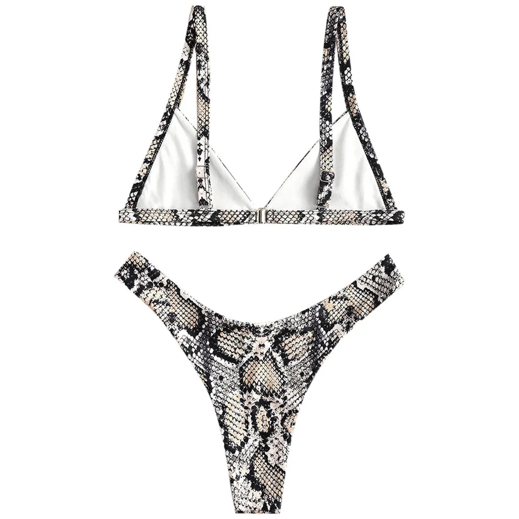 Женский купальник бикини со змеей Раздельный из змеиной кожи с высоким v-образным
