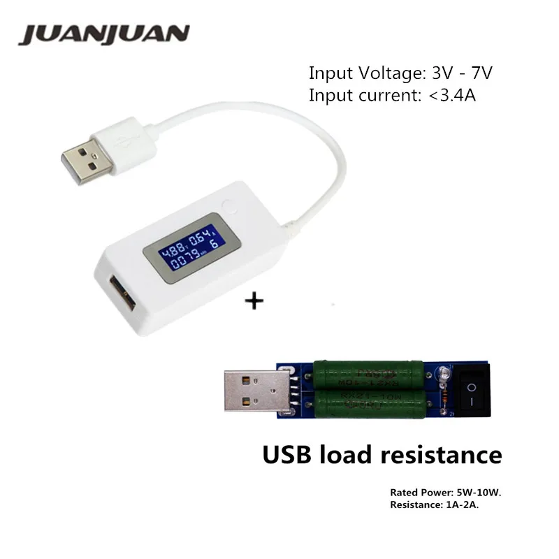 USB ЖК-экран зарядное устройство Тестер портативный монитор банк питания батарея детектор измеритель напряжения тока+ USB разряд нагрузочный резистор