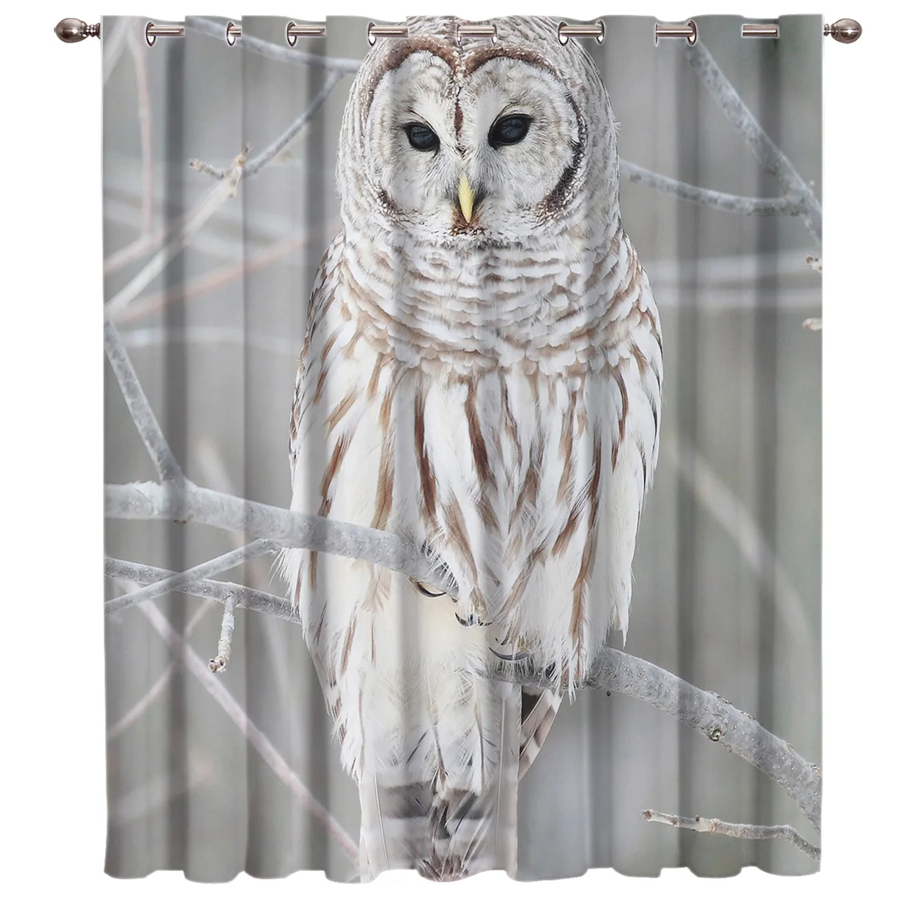 Зима сова стоящая на ветвях серая оконная занавеска s темные занавески для