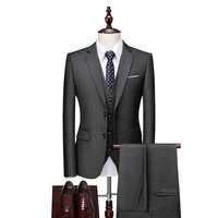 jacket vest pants high end brand luxury dark lattice business mens slim suit groom wedding dress tuxedo banquet clubmen