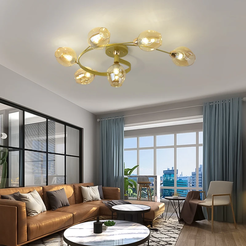Nordic lamp Glass LED ceiling lights modern 4/6 led E27 lamps dining living room bedroom kitchen lighting fixture | Освещение
