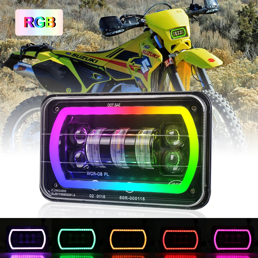4x6 &quotсветодиодный светильник морской светодиодный фонарь DRL RGB halo дюймов для мотоцикла 1 шт.| |