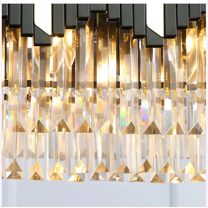 구매 Led 크리스탈 펜 던 트 조명 램프 블랙 럭셔리 광택 레스토랑 직사각형 바 매달려 빛 실내 홈 장식 구매 Led 크리스탈 펜 던 트 조명 램프 블랙 럭셔리 광택 레스토랑 직사각형 바 매달려 빛 실내 홈 장식