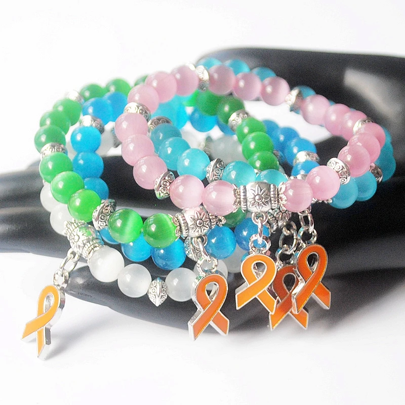Браслет шарма с оранжевой лентой для защиты от Раков груди в летнем стиле