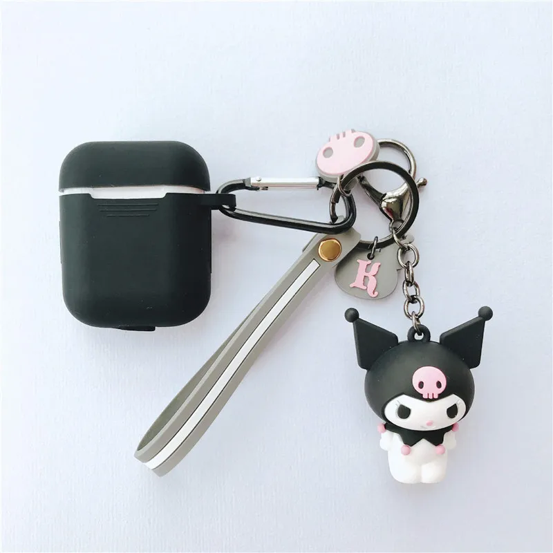 Black 1 Милый мультяшный чехол для AirPods wireless oroll Melody koomi, брелок, беспроводные кожухи головных телефонов, чехол, подвеска для AirPods, 2 аксессуары - Цвет: Black 1