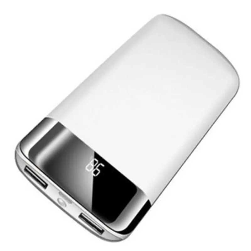 Белый 10000 мАч Внешний аккумулятор внешний аккумулятор 2 USB светодиодный внешний аккумулятор портативное зарядное устройство для мобильного телефона для Xiaomi Mi iphone 7 8 huawei - Цвет: Белый