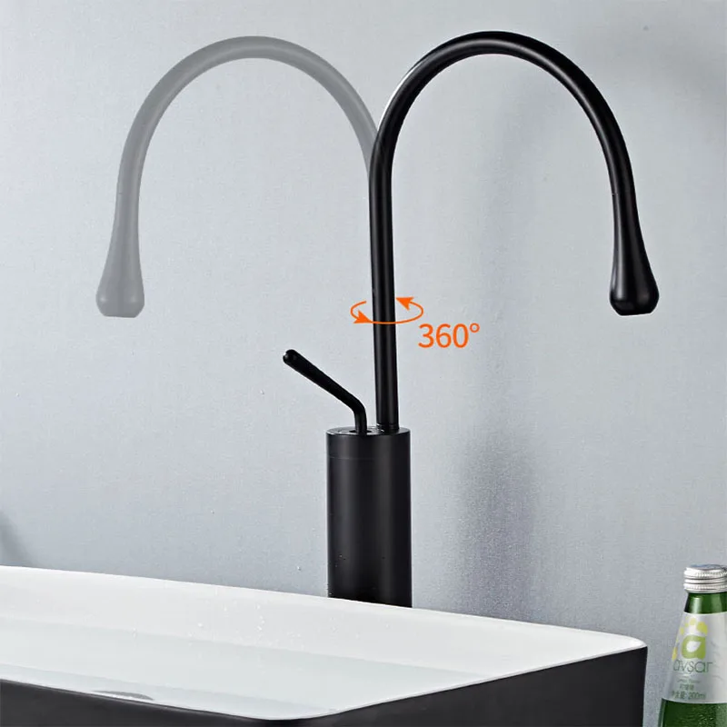 Матовый золотой черный белый смеситель для раковины однорычажный с поворотом на