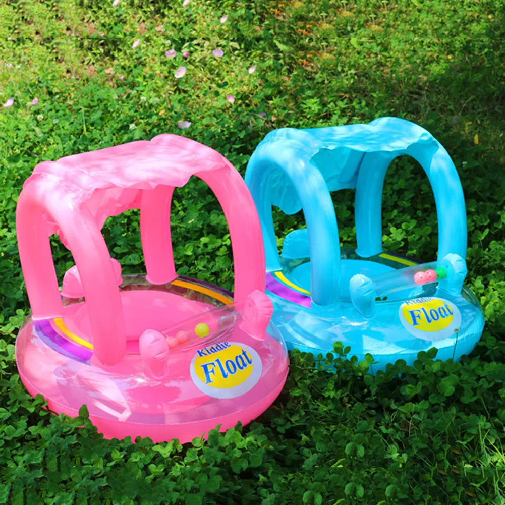 

Baby Swimming Ring Inflatable Swimming Pool Float Circle with Sunshade Infant Safety Swim Seat Summer Toddler Water Bathing Toys